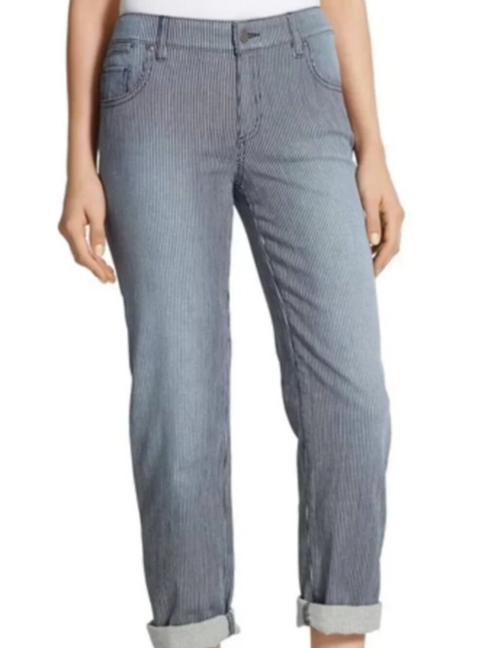 Chico's Platinum Railroad Stripe Jeans size 2.5